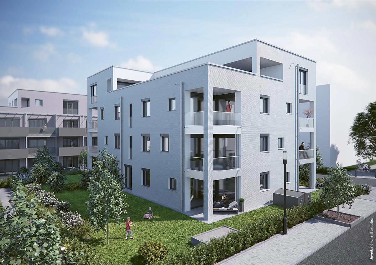 Eigentumswohnungen in Neuhausen auf den Fildern »Akademiegärten« - Illustration Haus 1, Wohnhof 4